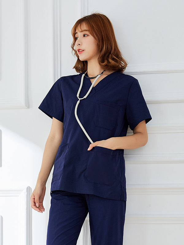 洗手衣短袖女純棉洗手服刷手衣醫(yī)生護士隔離衣墨綠分體套裝工作服