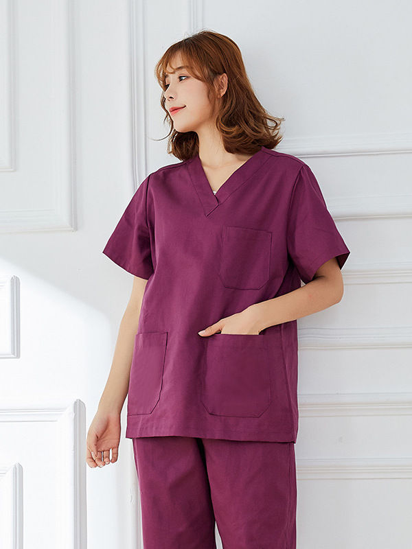 洗手衣短袖女純棉洗手服刷手衣醫(yī)生護士隔離衣墨綠分體套裝工作服
